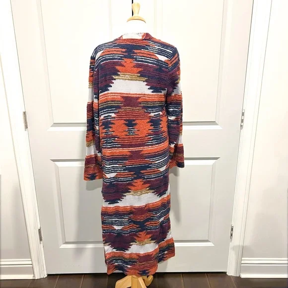 Lucky Brand Aztec Southwestern Open-Front Longline Duster – Size Medium - Picture 5 of 12